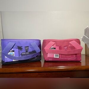 Trader Joes Mini Cooler Insulated Bag Bags Pink Purple Lavender 1.5 Gallon x 2